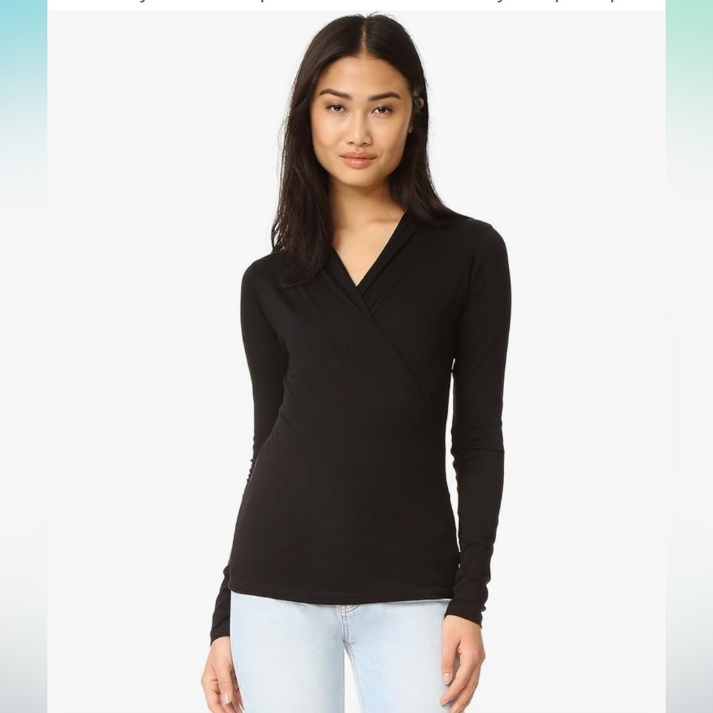 Velvet black gauze wrap style top . Size P